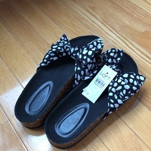NWT Ann Taylor Loft, Bow Slides Black/White, 7